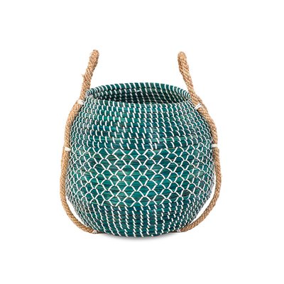 Panier jonc de mer bleu turquoise MAISON AUBERTIN