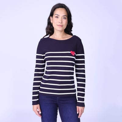 Pull marinière cœur Hélène MISE AU GREEN
