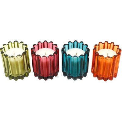 Ensemble de 4 bougies en verre coloré JARDINDECO
