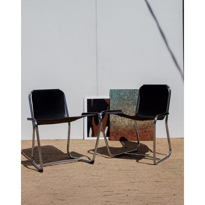 Paire de chaises en métal Diana N°363 - Bon état DEBONGOUT