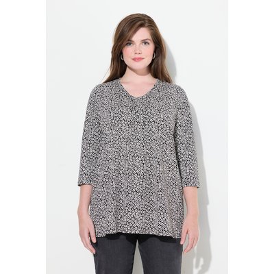 T-shirt à fleurs, col en V et manches 3/4 ULLA POPKEN