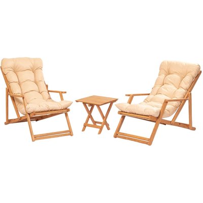 Salon de jardin détente en bois de hêtre Garden HANAH HOME