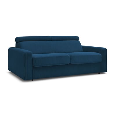 Canapé droit convertible 3 places en velours côtelé couchage 140x190 cm, MONACO BOBOCHIC