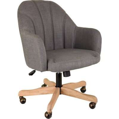 Chaise de bureau grise en bois et tissu avec roulettes RECOLLECTION