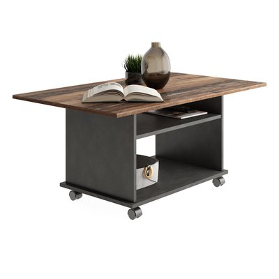 Table Basse sur Roulettes avec 2 Étagères - Azur CALICOSY