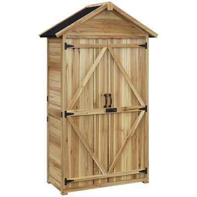 Armoire de jardin sur pied toit bitumé 2 portes bois OUTSUNNY