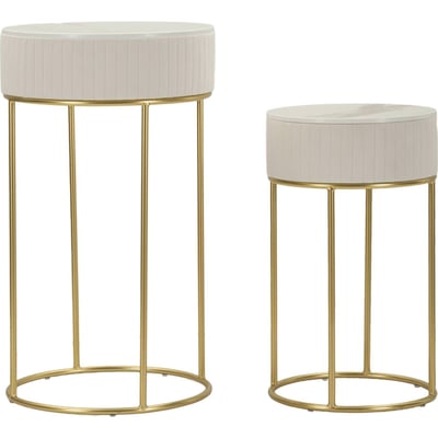 Set de 2 tables hautes rondes plateau marbré GLAM RECOLLECTION