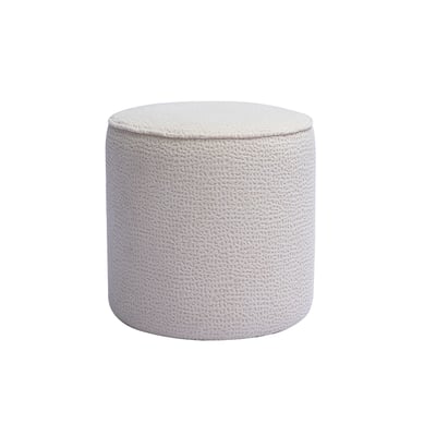 Pouf rond en tissu effet velours texturé écru à motifs D40 cm WANGA MILIBOO
