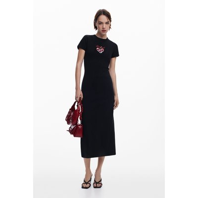 Robe midi côtelée cerises DESIGUAL