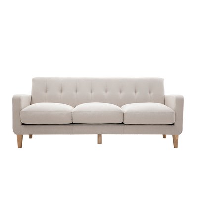 Canapé scandinave 3 places en tissu beige et bois clair LUNA MILIBOO