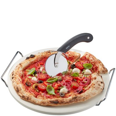 Pierre à pizza avec cadre + coupe-pizza DARIOSO GEFU