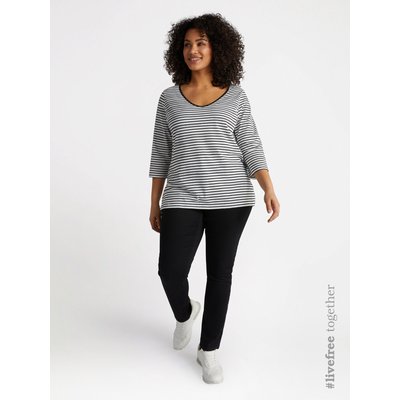 T-shirt en jersey rayé avec rangée de strass appliqués FIORELLA RUBINO