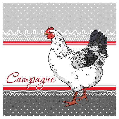 Lot de 20 serviettes papier coq campagne DOUCEUR D'INTÉRIEUR