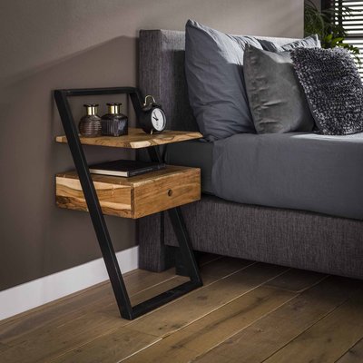 Table de chevet murale en bois et métal MELBOURNE PIER IMPORT