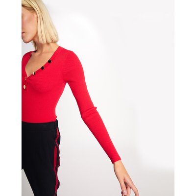 Pull à col V avec boutons dorés MORGAN