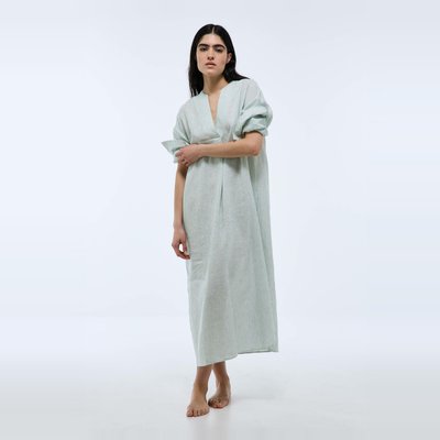 Chemise de nuit longue rayée lin coton MONOPRIX