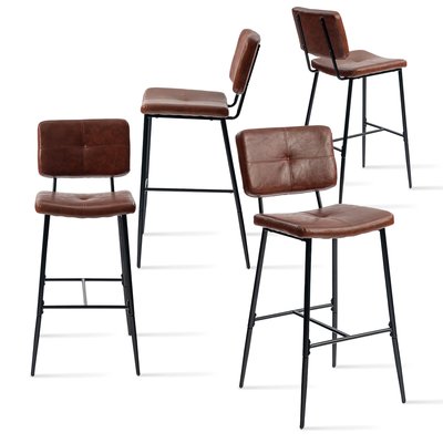 Lot de 4 tabourets de bar en simili rétro vintage, POMONA MEUBLES COSY