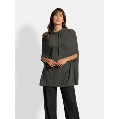 Cape Col Rond Cordon Coulissant Anthracite Chiné Miamar JUST CASHMERE