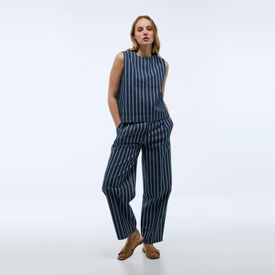 Pantalon rayé en coton MONOPRIX