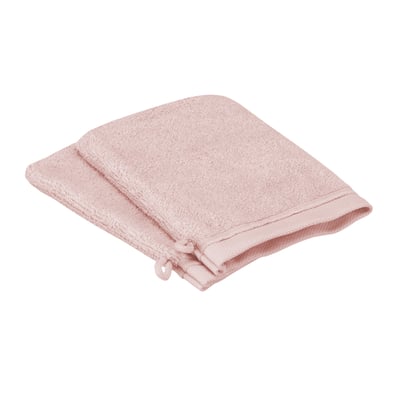 Lot de 2 gants de toilette en coton bio, DOUCEUR NATURE BLANC CERISE