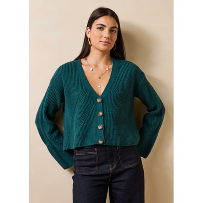 Gilet court manches longues col v LA FEE MARABOUTEE