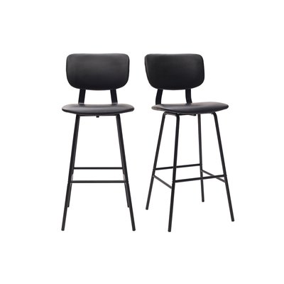 Tabourets de bar vintage noirs avec pieds métal 75 cm (lot de 2) LAB MILIBOO