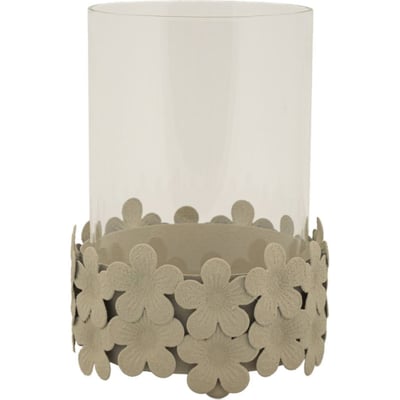 Photophore en fer base fleurie verre MODERN RECOLLECTION