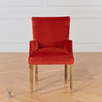 Fauteuil de table en bois et velours ALIX ROBIN DES BOIS
