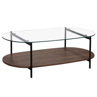 Table basse en verre ovale 120 x 55 x 40 cm, RUBY OVIALA