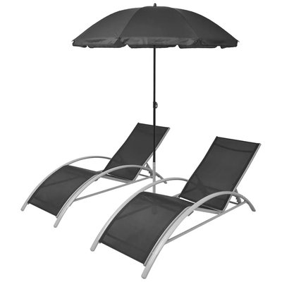Set de 2 chaises longues et parasol HOME MAISON