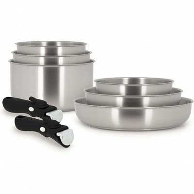 Batterie de cuisine 8 pièces en acier inoxydable, IRIS MENASTYL
