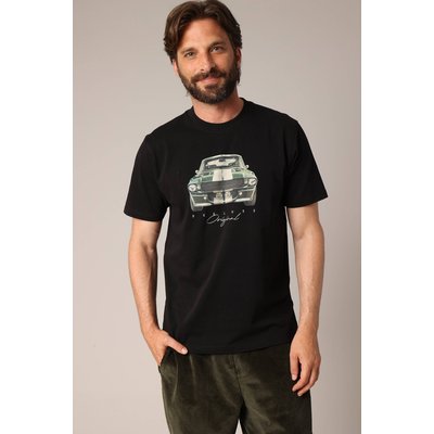 T-shirt en coton à imprimé voiture rétro sur le devant, coupe droite et col rond. FASTCAR DEELUXE