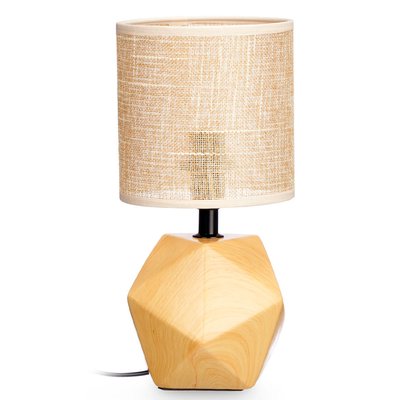 Petite lampe à poser céramique effet bois 14x14x28.5cm WADIGA