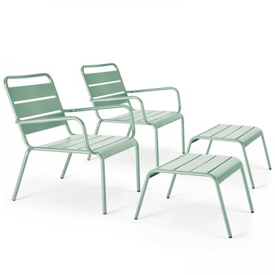 Lot de 2 fauteuils bas relax avec repose-pieds, PALAVAS OVIALA