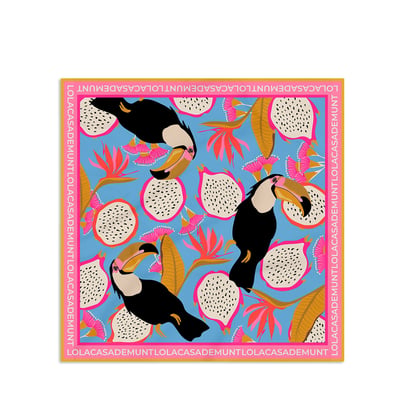 Foulard en satin imprimé tropical à toucans LOLA CASADEMUNT