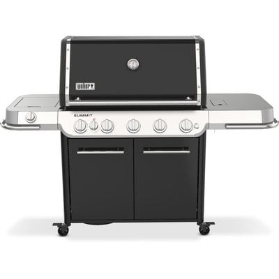 Barbecue gaz Summit FS38 E black 5 brûleurs sur chariot, 91x49 cm réchaud latéral WEBER