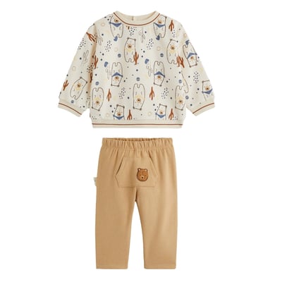 Ensemble bébé sweat et pantalon en molleton Moka PETIT BEGUIN