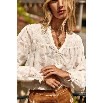 Bleona Floral Blouse with V-Neck in Cotton Blend LA PETITE ETOILE