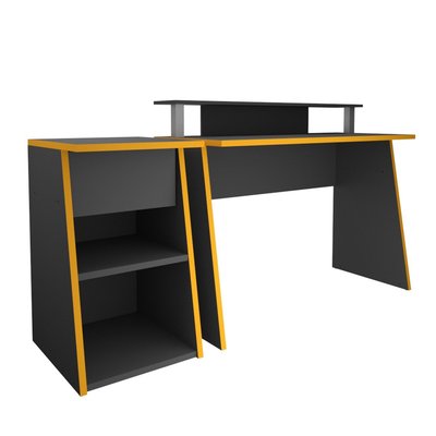 Bureau gris anthracite et orange Zocker Pro 1 - L93 cm CALICOSY
