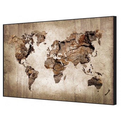 Tableau encadré à la finition mate world map effet bois CEANOTHE