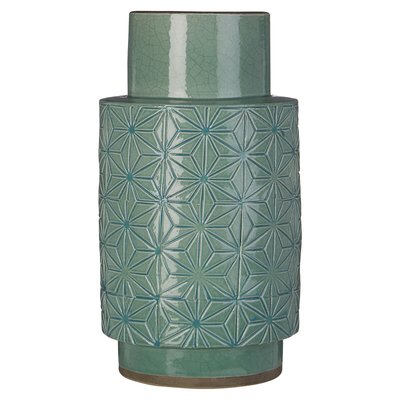 30cm Green Geo Earthenware Vase SO'HOME