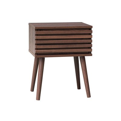 Table de chevet scandinave en décor bois rainuré 1 tiroir MADERE SWEEEK