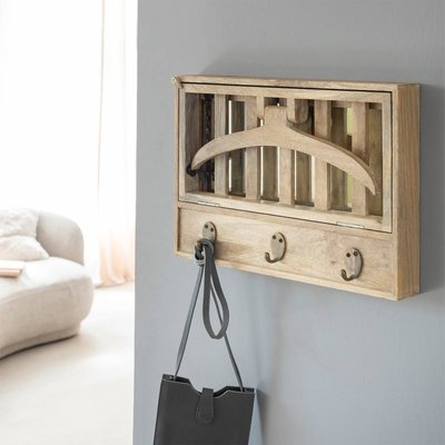 Porte-manteau en bois de manguier avec miroir  MARLEY MADE IN MEUBLES 