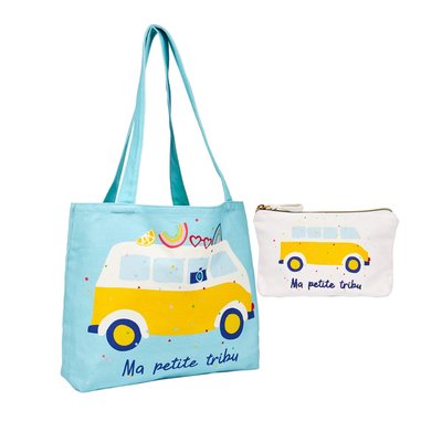 Kit Tote Bag & Pochette Family Pop " Ma petite tribu" DRAEGER PARIS
