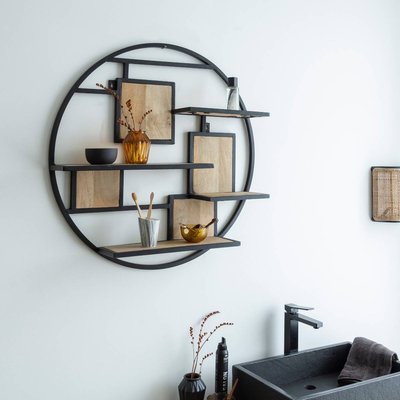 Etagère ronde en bois de manguier et métal  NOAM MADE IN MEUBLES 