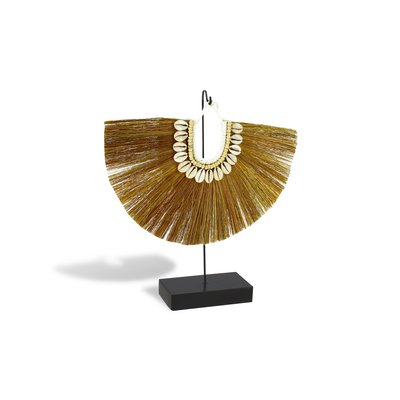 Collier en fibres végétales et coquillages sur socle en métal NOW'S HOME