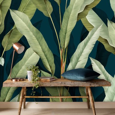 Papier peint panoramique Mur De Grandes Feuilles ART FOR THE HOME