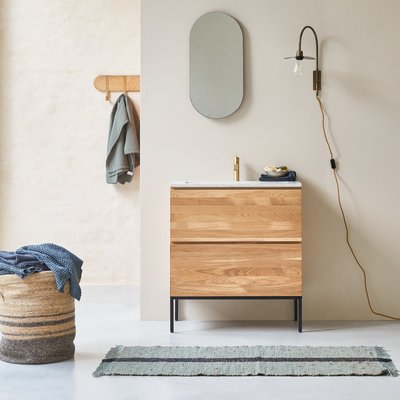 Meuble salle de bain en chêne massif et terrazzo premium Moon 80 cm NOVA TIKAMOON