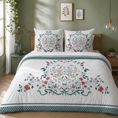 Parure housse de couette en coton imprimée, Capucine C DESIGN HOME TEXTILE