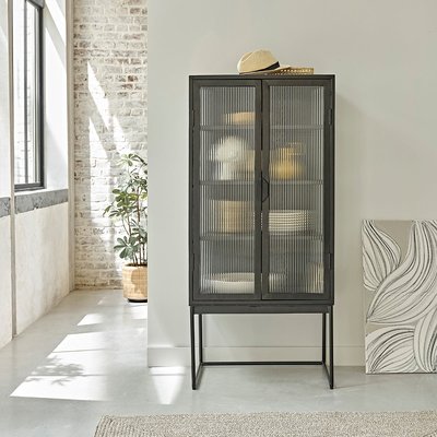 Vaisselier en métal et verre onduré 70 cm  OCTAV BERAH GETAH